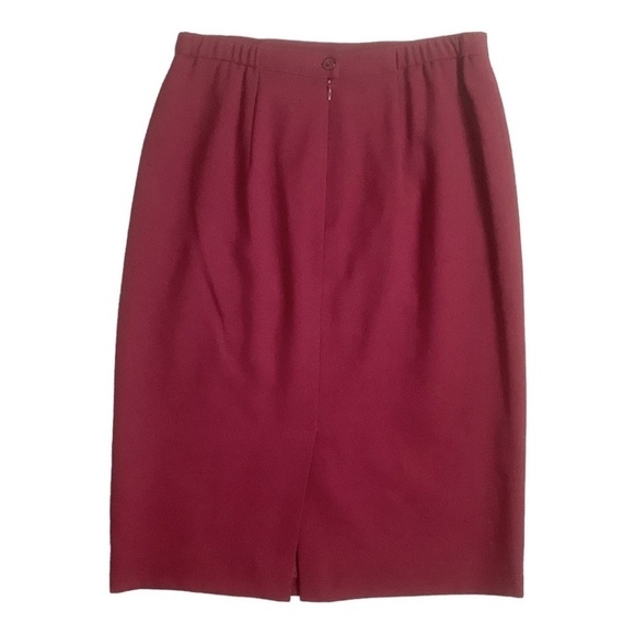 Talbots 100% Pure New‎ Wool Burgundy Career Pencil Skirt USA Made Sz 8 - Picture 3 of 5